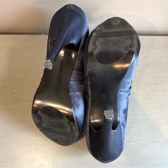 Kelly & Katie Blue Satin Peep Toe High Heels Pumps 8.5 Stiletto 4" Elegant - Picture 10 of 13